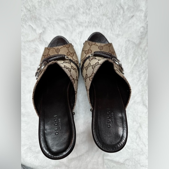 Gucci Women's Brown Monogram Mules - Picture 8 of 17